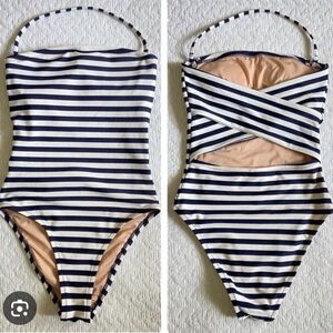 JCrew Stiped Bandaeu One Piece Swimsuit
